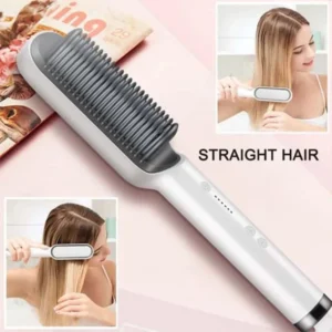 HQT-909B Ceramic Hair Straightener Brush – Fast Heated Styling Brush for Smooth & Silky Hair