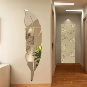 EZ New 3D Acrylic Mirror Leaf Wall Stickers – Decorative Mirror Wall Art for Home, Bedroom & Office